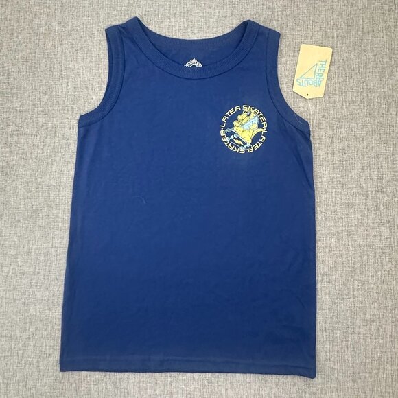 NEW! Thereabouts Boys Crew Neck Tank Top S/8 Cotton Blend Navy Blue Later Skater - Picture 1 of 10